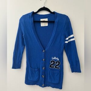 Hollister Y2K Blue Cardigan Women’s Small 3/4 Sleeve Lightweight Sweater